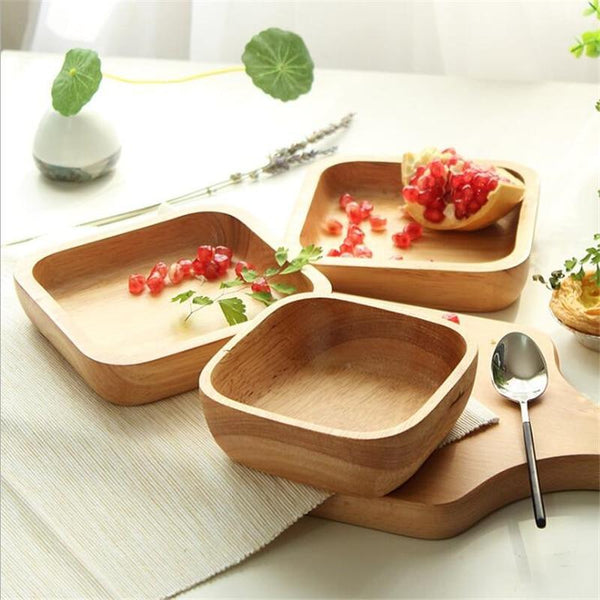 1Pc Square Wooden Bowl